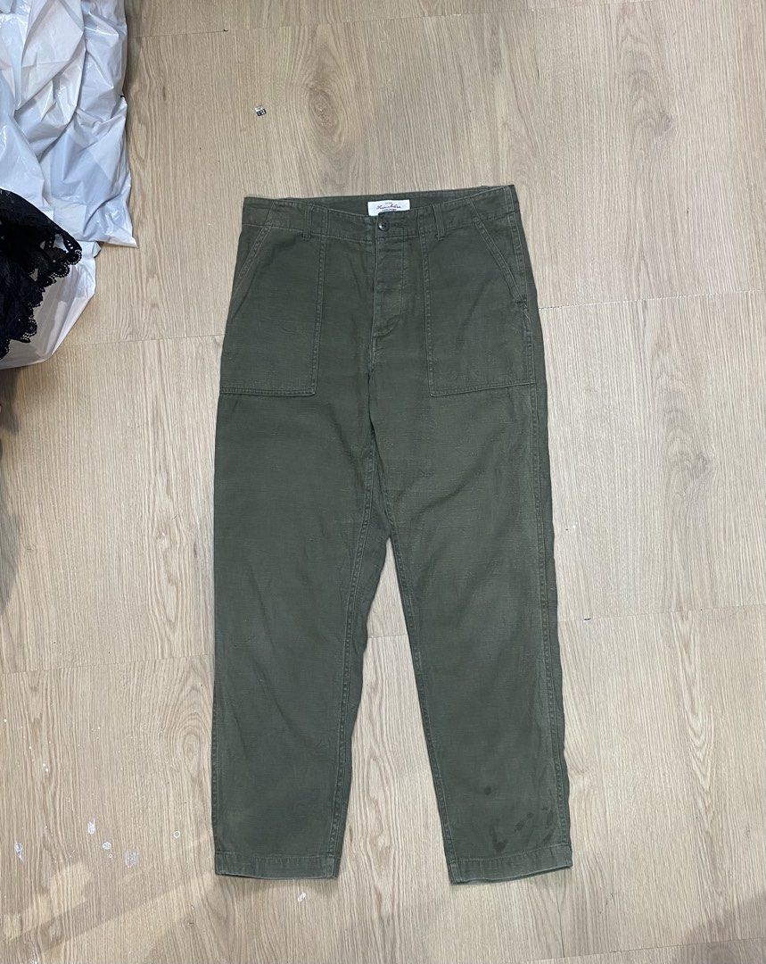 framework cotton baker fatigue pants (Category: Trousers) located in Zamboanga. Submitted by ak.hunt (Listing ID 1467236633, Image 2). Description: Size Measurements Waist 31 Length: 38 Inseam: 28 Rise:11 Thigh 12 Leg Opening 7 Condition: good Price: Pm.