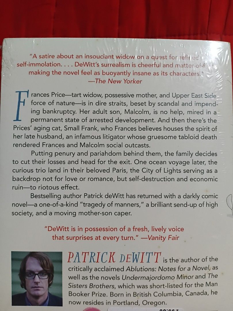 French Exit by Patrick deWitt Novel (Category: Storybooks) located in Manila. Submitted by krishna_ayanami (Listing ID 1467324441, Image 2). Description: - Title: French Exit by Patrick deWitt - Format: Paperback with illustrated cover art - Publisher: Bloomsbury - Genre: Engaging dark comedy - Synopsis: Follows a wealthy widow, her son, and their cat as they move to Paris - Condition: Clean pages, excellent for reading.