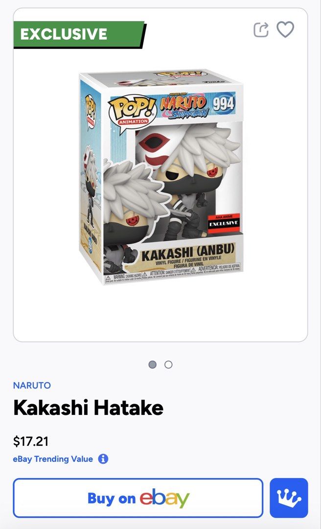 FUNKO POP: NARUTO SHIPPUDEN - KAKASHI (ANBU) (Category: Other Merchandise) located in Quezon City. Submitted by _qcollections (Listing ID 1467297165, Image 2). Description: ✨ All in excellent condition (8.5/10) ✨ Each comes with a BOSS/1.5mm Funko Pop Protector ✨ Never Open On Box (NOOB) ✨No major box flaws ✨ Personally owned, collector-kept and well-maintained ✨ Price is slightly negotiable for sure buyers RFS: QUITTING 🥹.