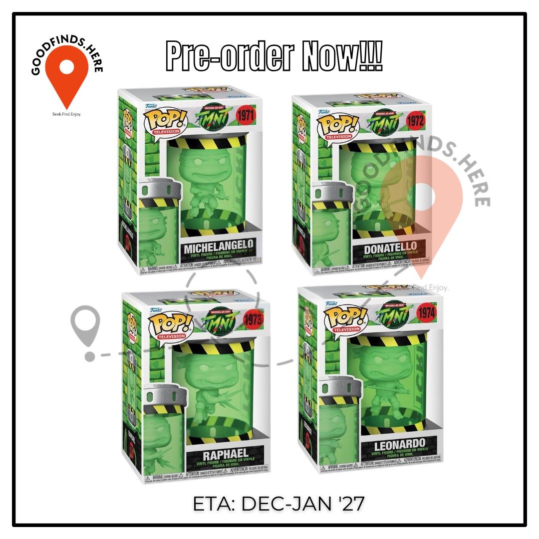 Funko: World of TMNT Preorder (Category: Action & Battle Toys) located in Pasig City. Submitted by goodfinds.here (Listing ID 1467351970, Image 1). Description: ❗Funko: World of TMNT Preorder❗ ▪️Donatello ▪️Raphael ▪️Leonardo ▪️Michelangelo ₱800 each / DP: 400 each ETA: Dec-Jan '27 (subject for DELAY or to change without prior notice) ❗For Pre-order ONLY, No extra available❗ DOWNPAYMENT is required to RESERVE SLOT/S once order is confirmed it is 