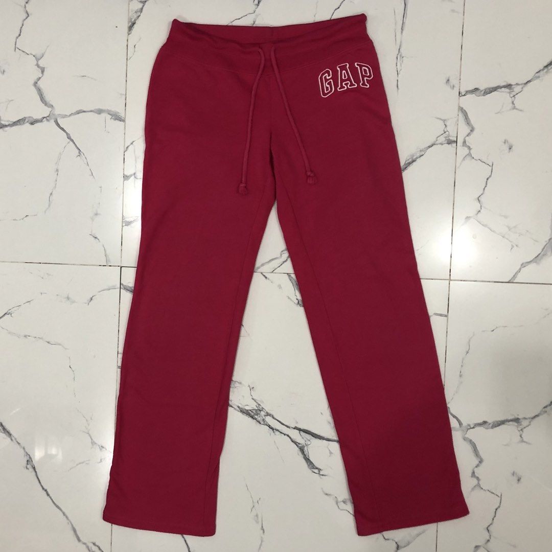 Gap Pink Logo Sweatpants Joggers Pants (Category: Other Bottoms) located in Manila. Submitted by fashionavenueph (Listing ID 1467242874, Image 1). Description: Size: XS on Tag (But Stretchable XS-L) Measurements: Width: 14in - 19in (Stretchable/Garterize) Waistline: 28 - 38 in (Expandable) Length: 37 in Condition: 10/10 Like New Color Rate: 10/10 (Color may vary due to the lighting) History: Bought from Gap Outlet Store in USA California (Retail)