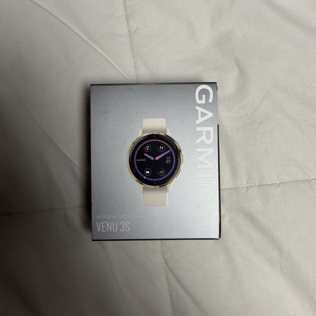 Garmin Venu 3S Ivory (Category: Other Sports Equipment and Supplies) located in Balete. Submitted by pizzapay (Listing ID 1467325846, Image 2). Description: RFS: Changed my health band • Proof of purchase can be provided • Bought from Garmin ATC on May 21, 2026 • Includes the charger, box, and manual • Comes with one leather strap and two metal straps, as shown in the photos • Meet up or shipping (fee provided by the buyer) Issues: • Does not inc