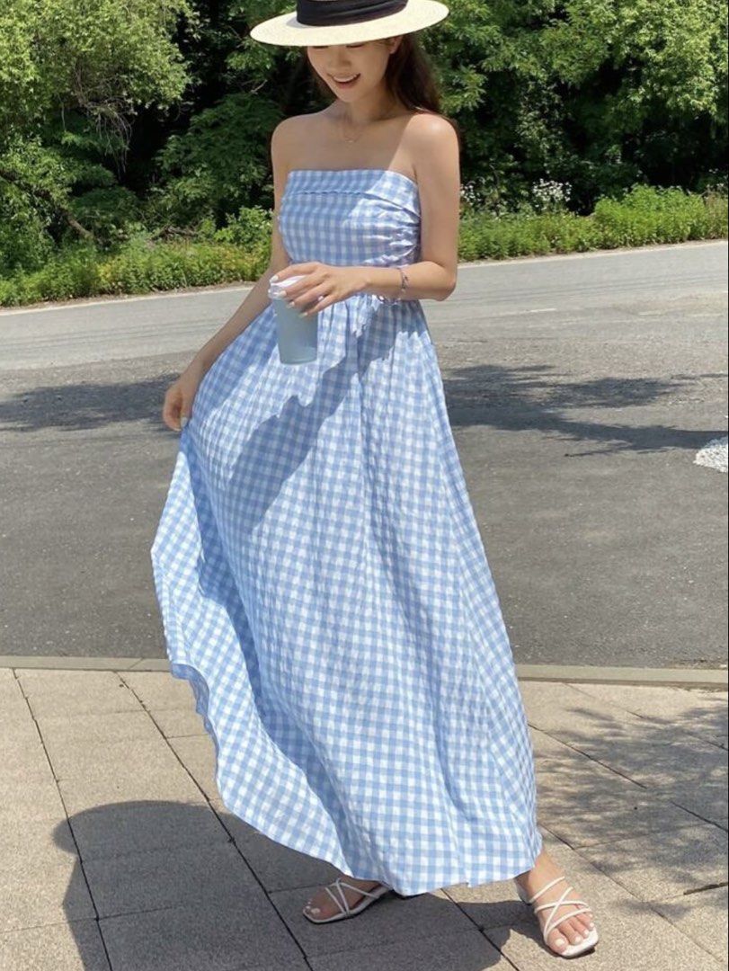 gingham print tube dress (Category: Dresses) located in Paranaque City. Submitted by janicesab (Listing ID 1467354519, Image 1). Description: only worn once second slide is actual pic .