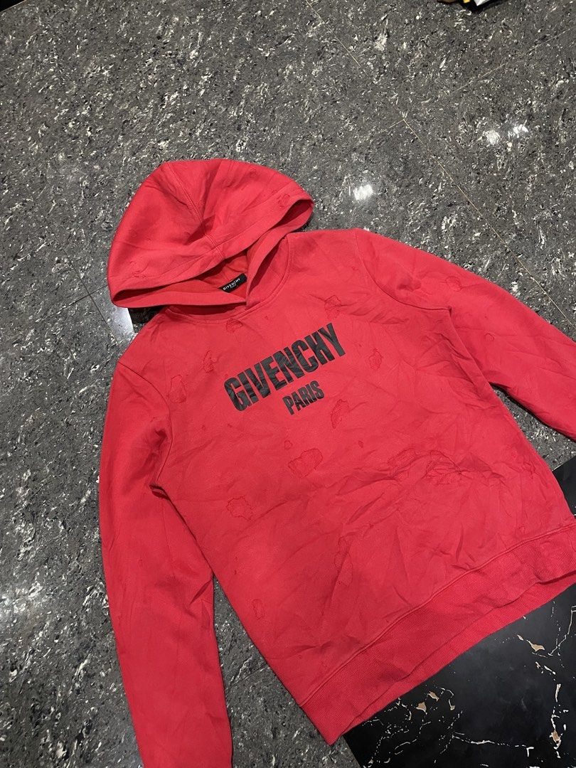 Givenchy Distressed Hoodie (Category: Coats, Jackets and Outerwear) located in Digos. Submitted by johannamae01 (Listing ID 1467187789, Image 2). Description: Size: Small Excellent condi Cr: 9.5/10 No issues solid nito.