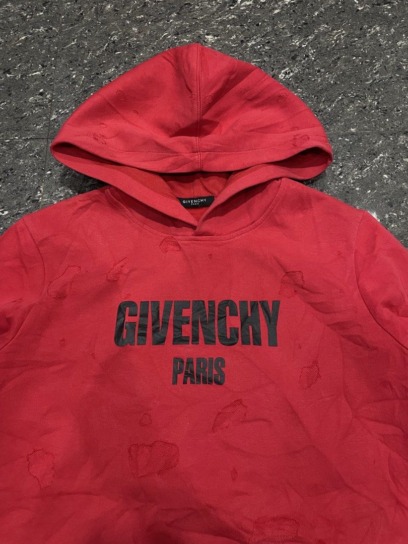 Givenchy Distressed Hoodie (Category: Coats, Jackets and Outerwear) located in Digos. Submitted by johannamae01 (Listing ID 1467187789, Image 3). Description: Size: Small Excellent condi Cr: 9.5/10 No issues solid nito.