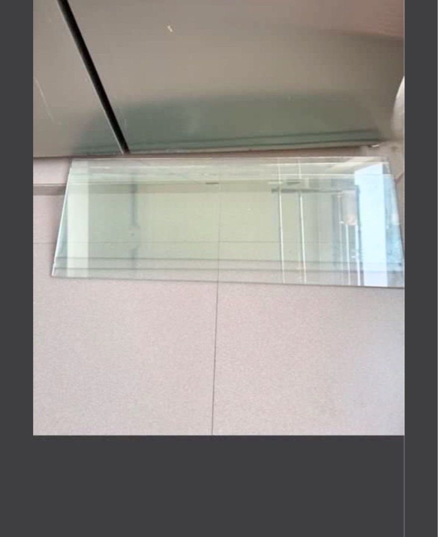Glass Panel - Rectangular Shape (Category: Other Home Furniture) located in Singapore. Submitted by happywinnie (Listing ID 1467195699, Image 1). Description: - Rectangular glass panel - Suitable for shelves or replacement 11.2 inches X 34.8 inches 3 pcs available $ 7 each 3 for $18.