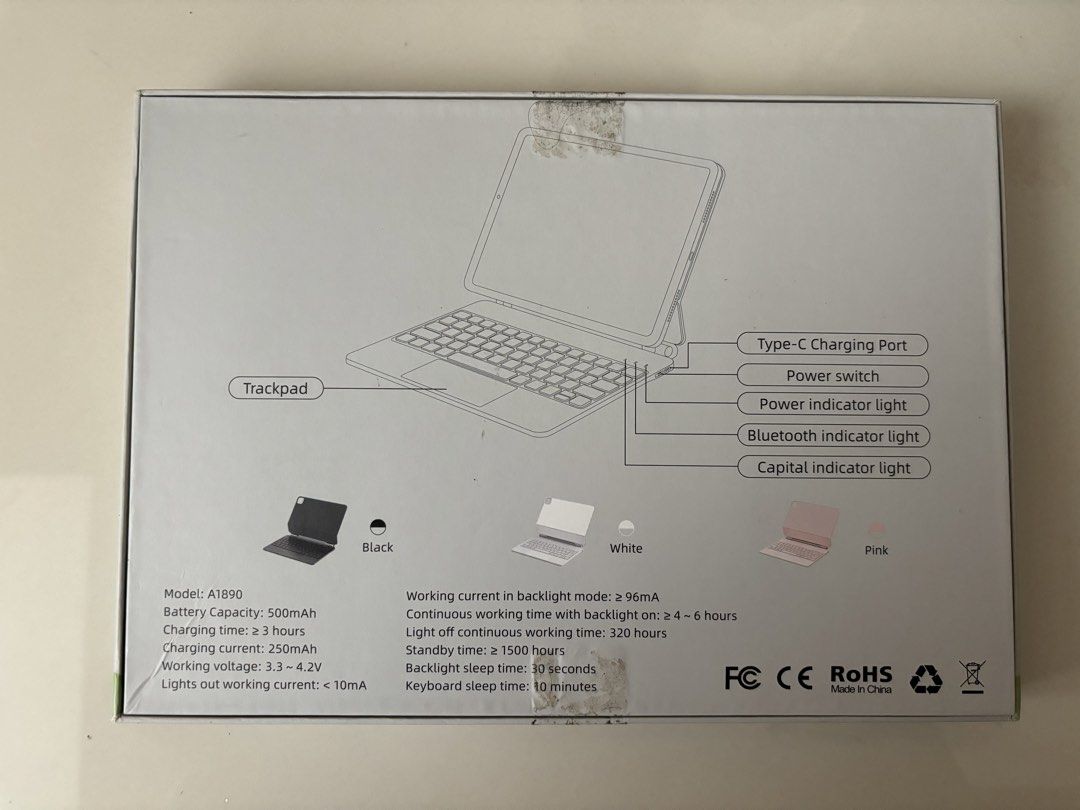Goojodoq Wireless Keyboard Case A1890 11/10.9 inch (Category: Cases & Sleeves) located in Manila. Submitted by gabuys (Listing ID 1467231016, Image 3). Description: - Model: Goojodoq A1890 Wireless Keyboard Case - Color: Black - Compatibility: Fits 11-inch and 10.9-inch tablets, including iPad Pro and Air models - Features: Built-in trackpad, backlit keys with status indicator lights, and secure magnetic attachment - Charging: Convenient Type-C c