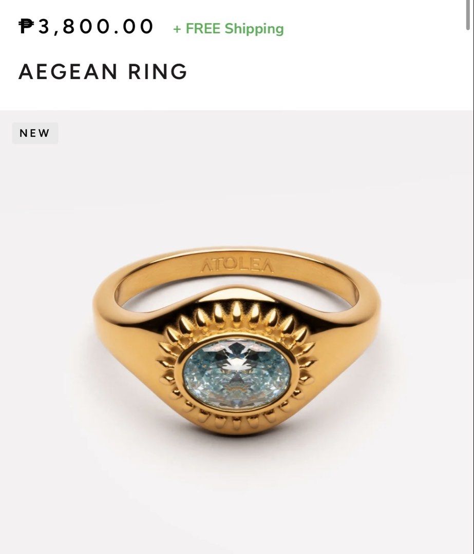 Gold waterproof ring (Category: Rings) located in Quezon City. Submitted by anjdgzmn (Listing ID 1467244431, Image 1). Description: Atolea jewelry size 4 Bought for 3,800 Doesnt fit me .