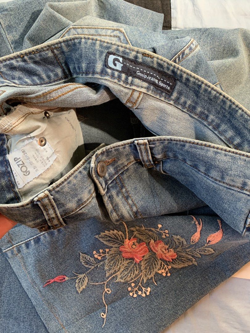 Gozip Jeans Flower Design (Category: Jeans) located in Cebu City. Submitted by team13ios (Listing ID 1467339032, Image 3). Description: Gozip Jeans Flower Design Size-28 on Tag 30 on Actual Dimes L-36 Hem-8-9 Good Condition.