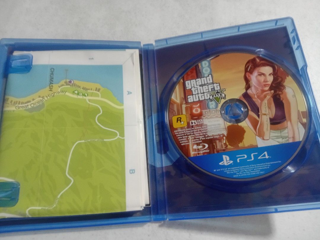 Grand Theft Auto V Premium Edition PS4 (Category: PlayStation) located in Cainta. Submitted by 2ndhandtoGo (Listing ID 1467361491, Image 3). Description: - Title: Grand Theft Auto V Premium Edition - Platform: PlayStation 4 (PS4) - Region: Region 3 - Condition: Excellent, scratch-free disc that works smoothly - Inclusions: Original case, game disc, and official game map - Genre: Open-world action.