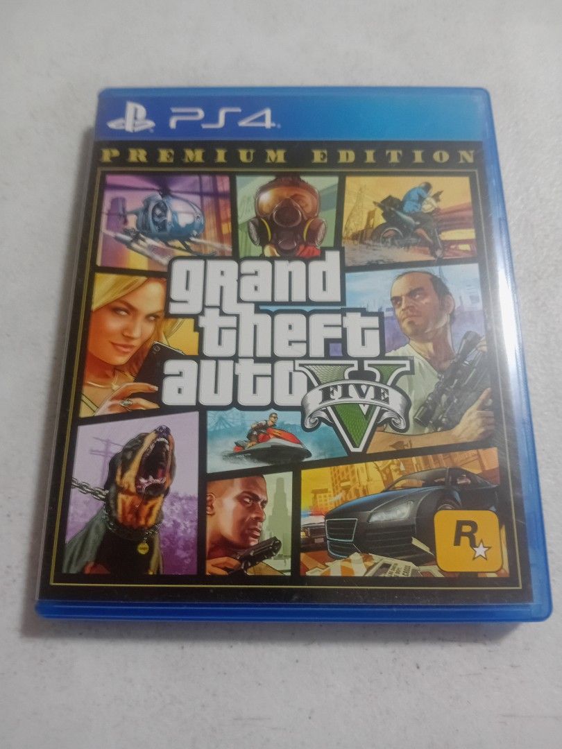 Grand Theft Auto V Premium Edition PS4 (Category: PlayStation) located in Cainta. Submitted by 2ndhandtoGo (Listing ID 1467361491, Image 1). Description: - Title: Grand Theft Auto V Premium Edition - Platform: PlayStation 4 (PS4) - Region: Region 3 - Condition: Excellent, scratch-free disc that works smoothly - Inclusions: Original case, game disc, and official game map - Genre: Open-world action.