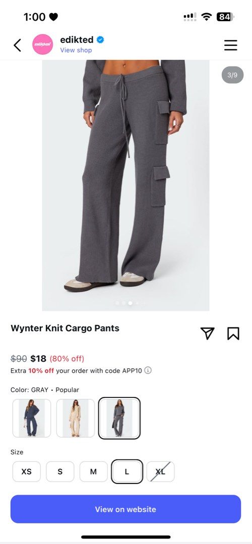 Gray Knitted Cargo Pants (Category: Other Bottoms) located in Manila. Submitted by xxx0727 (Listing ID 1467346281, Image 1). Description: - Stretchable material - Small to Extra large size - From US .