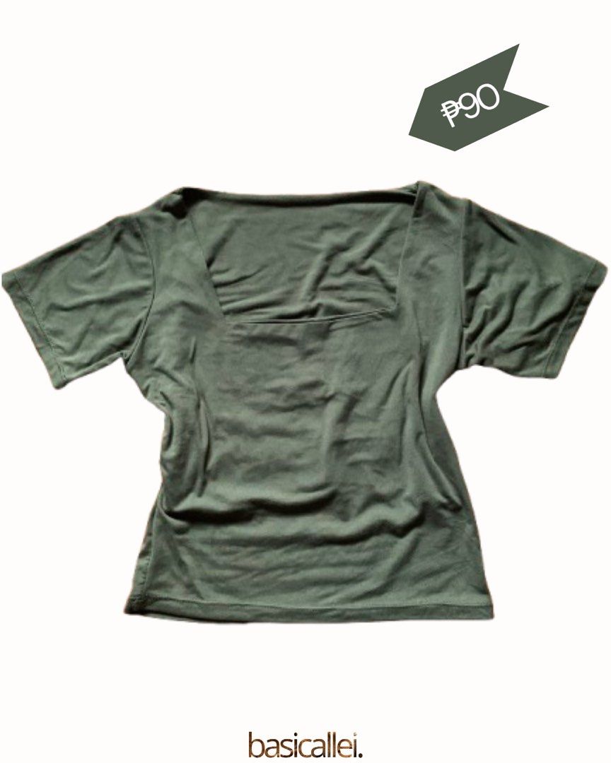 Green Squareneck Top (Category: Shirts) located in Quezon City. Submitted by basicallei (Listing ID 1467237977, Image 1). Description: Fits XS-M (Body in photo is M).