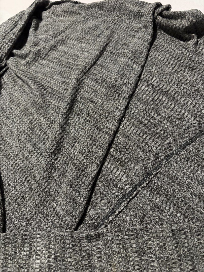 Grey knit cardigan open front outerwear (Category: Coats, Jackets and Outerwear) located in Manila. Submitted by mcllts (Listing ID 1467344163, Image 2). Description: - Color: Grey - Style: Open front with draped fabric - Material: Soft textured knit with heathered pattern - Ideal for: Casual layering over tops or dresses on cooler days - Condition: Excellent NOTE: You can buy 2 other items and get 5% discounts.