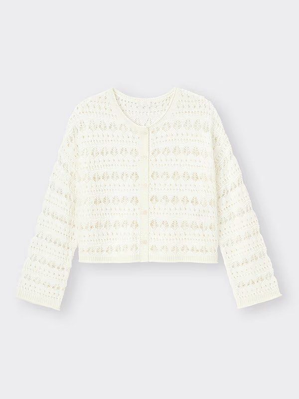 GU Lace Stitch Cardigan (Category: Others Tops) located in Makati City. Submitted by _allthingsuniqlogumuji (Listing ID 1467300581, Image 1). Description: ✦ AUTHENTIC | PRISTINE CONDITION ◇ TAG SIZE: xs (loose fit) ◇ COLOR: 01 offwhite ◇ ACTUAL MEASUREMENTS: 𓂃 Please check measurements before purchasing. ✦ FIRST TO PAY = PRIORITY ◇ MOP: GCASH / BPI ◇ CROSS-LISTED ✦ PICK-UP Lalamove / Grab 𓂃 Advance scheduling required ✦ DELIVERY J&T / LBC ✦ SHI