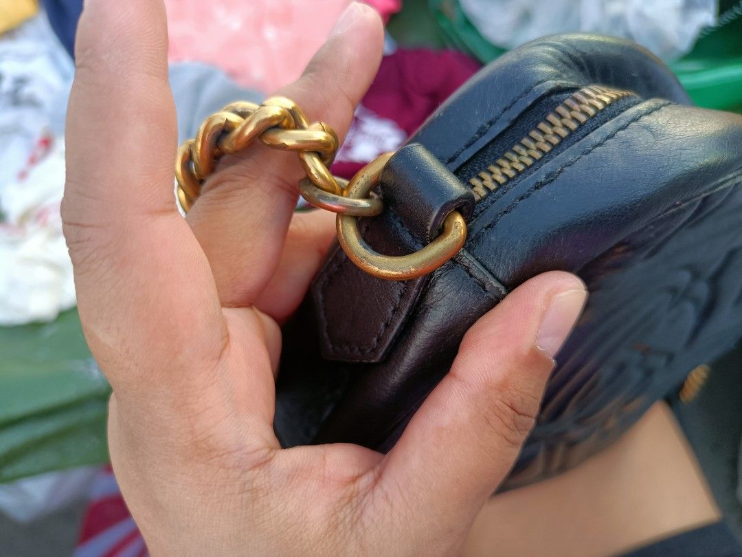 Gucci Matelasse GG Marmont Mini Camera Bag (Category: Cross-body Bags) located in Bolinao. Submitted by shayne_0215 (Listing ID 1467339706, Image 3). Description: - Ukay Source - Has some rubs on the outside piping/lining of the bag and leather part of the zip puller, signs of use on the hardware - Coded - As Is Where Is - Last Price Posted - Deal Now, Pay Now - MOP: GCASH - SF will be shouldered by the buyer.