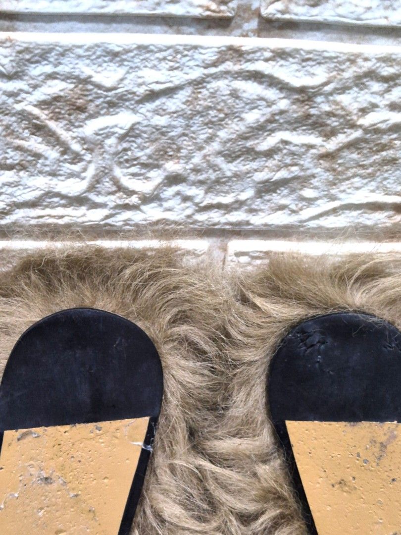Gucci Mules Size EU 35 (Category: Slippers and slides) located in Antipolo. Submitted by saribymonica (Listing ID 1467237786, Image 3). Description: Condition: Very good pre-owned condition. Worn strictly indoors only. The canvas uppers and shearling lining are very clean and well-maintained. Please note there are minor punctures and surface indentations on the black rubber heel taps on the soles from indoor use/stepping on grit (see photos). Thi