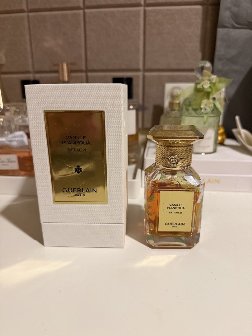 Guerlain Vanille Planifolia 50ml (Category: Fragrance & Deodorants) located in Cavite. Submitted by ashhiiiii (Listing ID 1467307060, Image 1). Description: Slightly nego, got it for almost 40k Authentic, got it from Guerlain event last August that’s why it was painted. But it can be removed naman if u like. Has my name engraved Please see juice level sa pic..