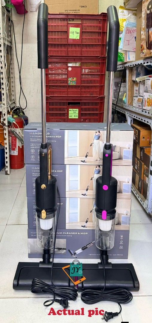 H2 Handheld Vacuum Cleaner and Mop (Category: Vacuum Cleaner & Housekeeping) located in Caloocan City. Submitted by swiftflower_802790 (Listing ID 1467216616, Image 1). Description: - 2-in-1 cordless handheld vacuum and mop for wet and dry cleaning - Color options: Sleek black with gold or black with pink accents - Includes multiple nozzle attachments, mop pad, extension tube, and floor brush - Transparent dust cup for easy monitoring - Reusable 