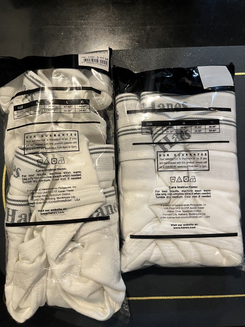 Hanes Men Hipster Brief (Size: Large 34") (Category: Underwear) located in Quezon City. Submitted by everydaygifts (Listing ID 1467254087, Image 2). Description: Selling brand new, unused, original Hanes briefs 3-pack large size (34-36") for just 800 each pack :) If getting both, I can give for 1500 :) RFS: Wrong size 😅 Never used or worn, brand new with sticker tag of original price. .