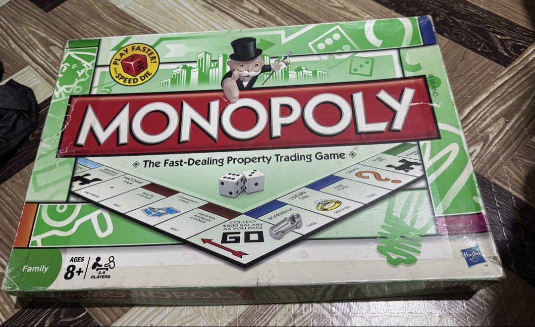 Hasbro Monopoly Board Game Family Edition (Category: Board Games & Puzzles) located in San Pedro. Submitted by pageturner19 (Listing ID 1467176325, Image 1). Description: Note: missing one metal token - Authentic Hasbro Monopoly board game - Includes game board, red banker's tray, paper money, Chance and Community Chest cards - Comes with metal tokens (top hat, car, etc.), green houses, red hotels, and dice with speed die - Condition: Box shows m