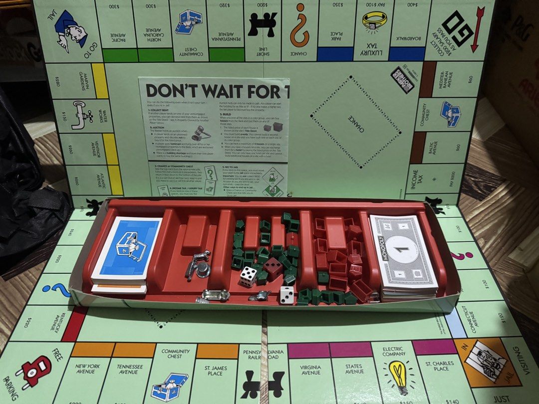 Hasbro Monopoly Board Game Family Edition (Category: Board Games & Puzzles) located in San Pedro. Submitted by pageturner19 (Listing ID 1467176325, Image 2). Description: Note: missing one metal token - Authentic Hasbro Monopoly board game - Includes game board, red banker's tray, paper money, Chance and Community Chest cards - Comes with metal tokens (top hat, car, etc.), green houses, red hotels, and dice with speed die - Condition: Box shows m