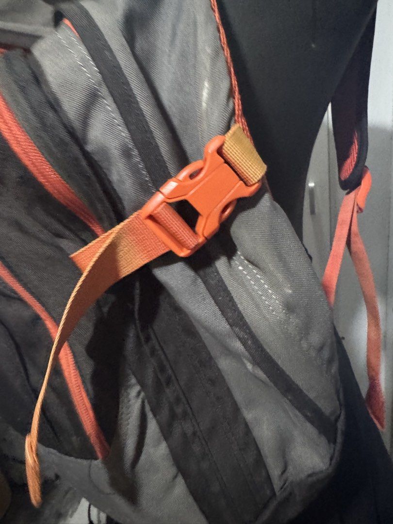 Hawk backpack grey orange multi-compartment travel school bag (Category: Backpacks) located in Manila. Submitted by sheinevida (Listing ID 1467269639, Image 3). Description: discoloration hence selling cheap - Brand: Hawk - Colorway: Grey and orange - Exterior: Multiple zipped front compartments and secure side buckle straps - Interior: Built-in organizers, key hook clip, and mesh pockets - Condition Notes: Sturdy, fully functioning zippers and a