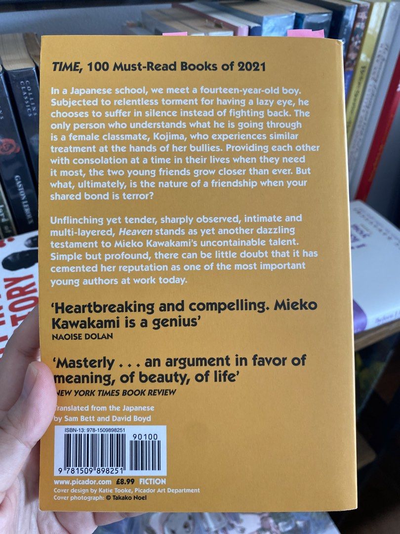 Heaven by Mieko Kawakami (Category: Storybooks) located in Cavite. Submitted by katdoctora (Listing ID 1467181834, Image 2). Description: - Done reading - Condition: Read once, spine and pages are fully intact - Note: Contains highlighted text and sticky tabs on certain pages - No damage.