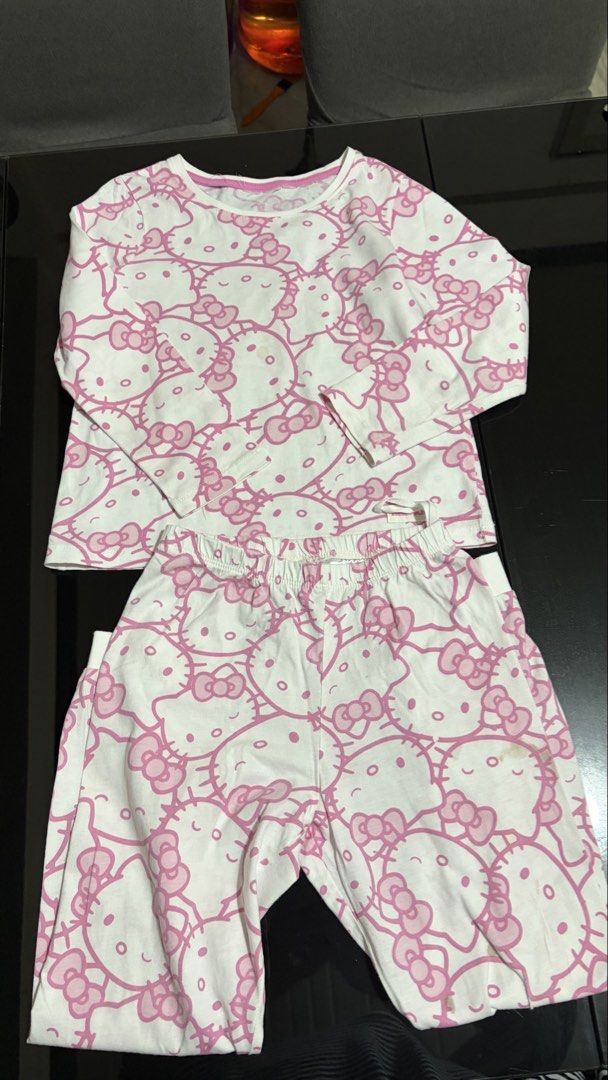 Hello Kitty Pink Print Pyjamas Long Sleeve Top Pants (Category: Babies & Kids Fashion) located in Quezon City. Submitted by bella_ciao (Listing ID 1467181663, Image 2). Description: - Kitty all-over print design - Color: White with pink graphics - Includes matching long sleeve top and long bottoms - Comfortable elastic waistband for easy fit - Perfect for sleeping, relaxing, or everyday wear - Super cozy and stylish lounge wear Location: Don Anto