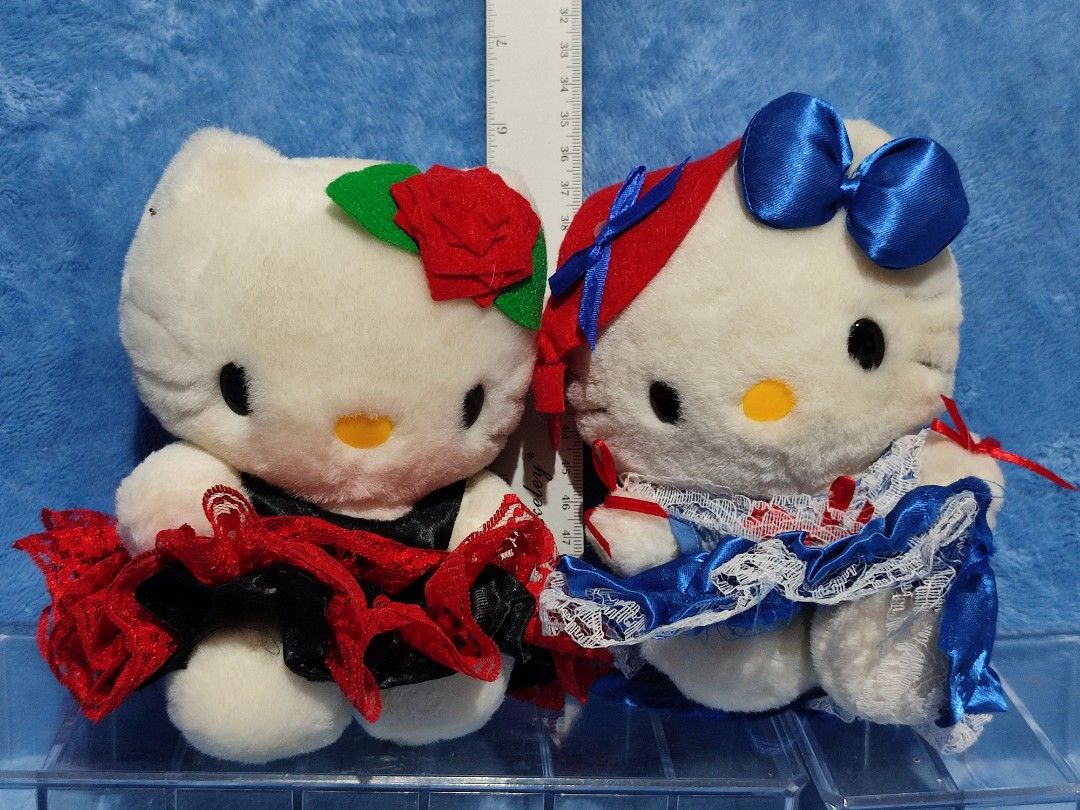 Hello Kitty Plush Toys Assorted Designs (Category: Plushies & Soft Toys) located in Baguio. Submitted by abigailmyra (Listing ID 1467352740, Image 3). Description: - Adorable Kitty plush toys in unique outfits - Outfits include: flamenco dancer with red rose, sailor dress, winter coat, and pink polka dot shirt - Size: 5.5 to 6 inches tall - Condition: without brand tags -P60-75 each loc:Baguio-CAR.