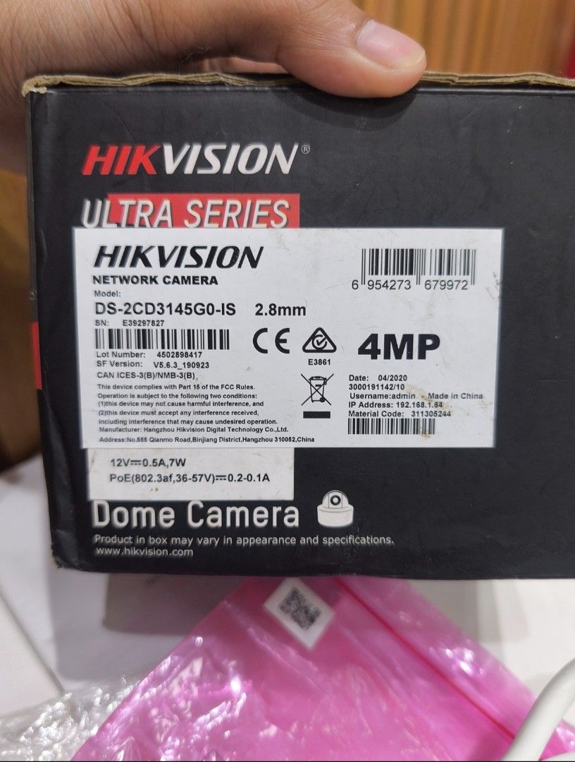 HIK VISION CCTV - DS-2CD3145G0-IS DOME CCTV CAMERA (Category: Security Systems & CCTV Cameras) located in Manila. Submitted by shiroe.17 (Listing ID 1467362605, Image 2). Description: FOR SALE: HIK VISION DS-2CD3145G0-IS NETWORK DOME CCTV CAMERA Opened Box lang po for testing na gumana. Pina check po namin sa Service Center ng HIK Vision sa Quiapo to make sure na walang issue. All goods and working po yung cctv. Specs: 4MP Powered by darkfighter 