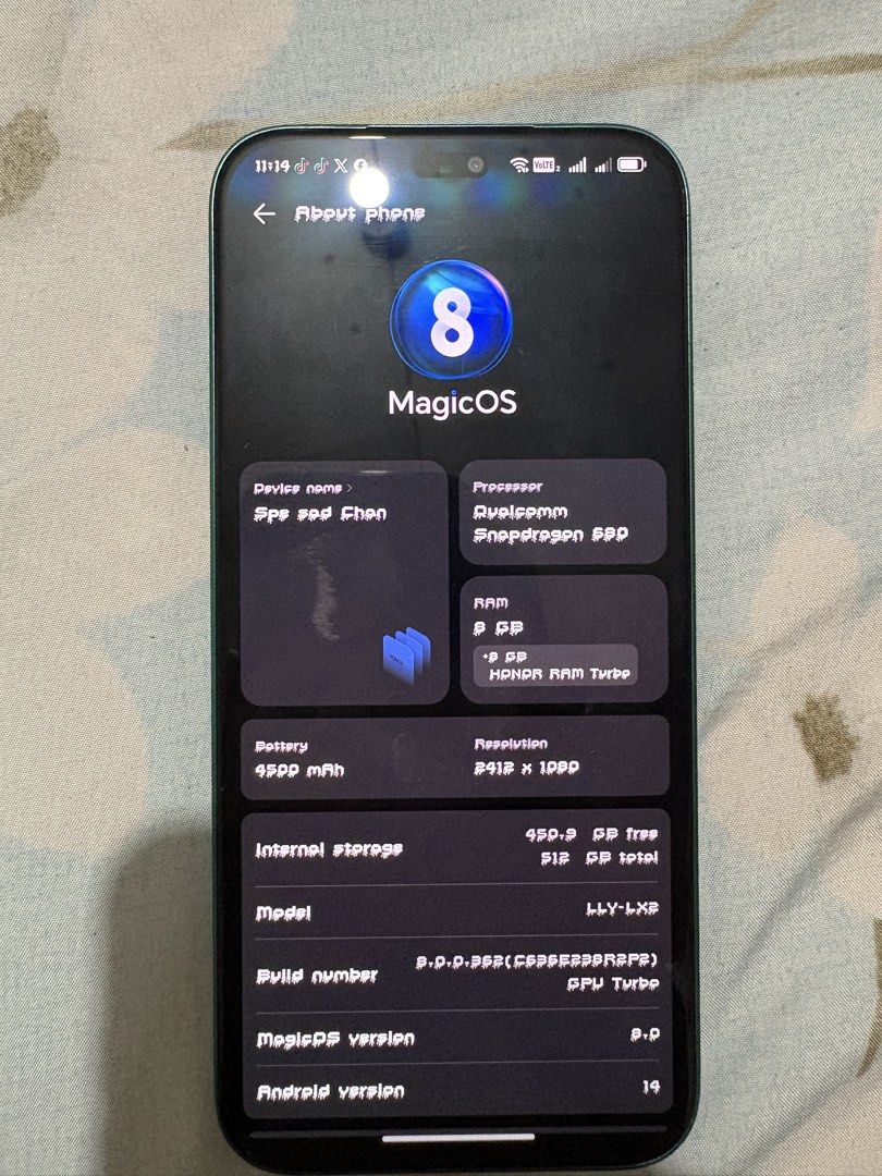 Honor X8B (Category: Android Others) located in Manila. Submitted by jay_cee241623 (Listing ID 1467224817, Image 3). Description: FOR SALE HONOR X8B 8/512GB No history of repair no issue smooth Pwede kahit anong picture ilagay up to 100+ Photos and videos Unli reset Specs •️8 Gram turbo RAM •️512GB ROM •4500mAh battery •️35watts fast charging •️108mp main camera (sobrang linaw) •️50mp front dual cam (sobrang linaw) •snapdragon 680 gaming (6nm) •️