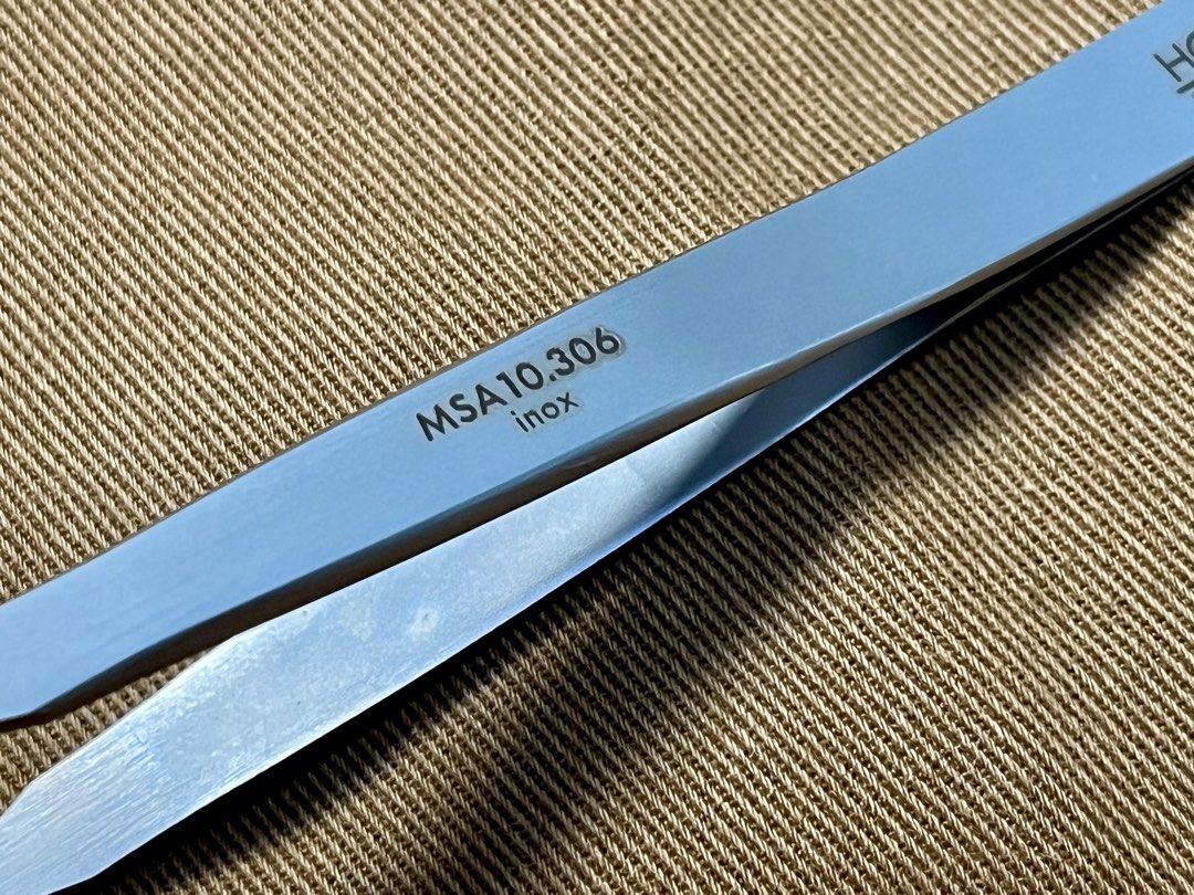 Horotec 10.306 Spring Bar Tweezers (Category: Luxury Watches) located in Quezon City. Submitted by wornobjects (Listing ID 1467197434, Image 3). Description: Horotec 10.306 Spring Bar Tweezers Swiss made. - Stainless steel - Mirror polished tips - Sand blasted stainless steel body - Very easy to handle - Specifically manufactured to shorten both ends of the spring bar at the same time - Allows the removal of the bracelet from the case, without re