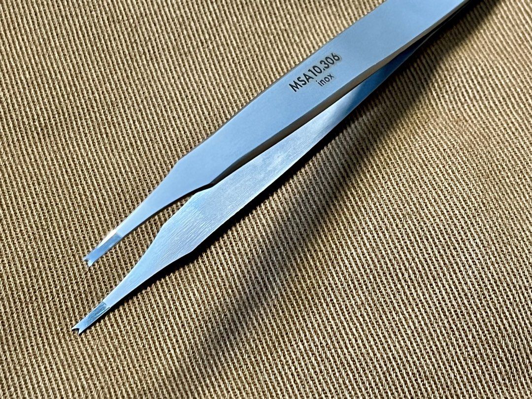 Horotec 10.306 Spring Bar Tweezers (Category: Luxury Watches) located in Quezon City. Submitted by wornobjects (Listing ID 1467197434, Image 1). Description: Horotec 10.306 Spring Bar Tweezers Swiss made. - Stainless steel - Mirror polished tips - Sand blasted stainless steel body - Very easy to handle - Specifically manufactured to shorten both ends of the spring bar at the same time - Allows the removal of the bracelet from the case, without re