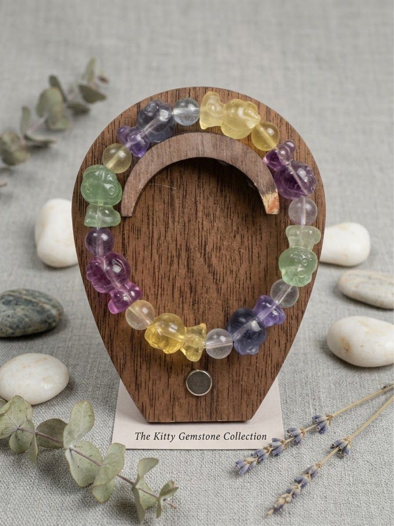 HQ HELLO KITTY FLUORITE 🍭 B6_JC076 (Category: Precious Stones) located in Bulacan. Submitted by selling_low_by_bella_ben (Listing ID 1467305072, Image 1). Description: HQ HELLO KITTY FLUORITE 🍭 B6_JC076 🏷️ 1100 12+ & 8 mm bead size 16 cm wrist.