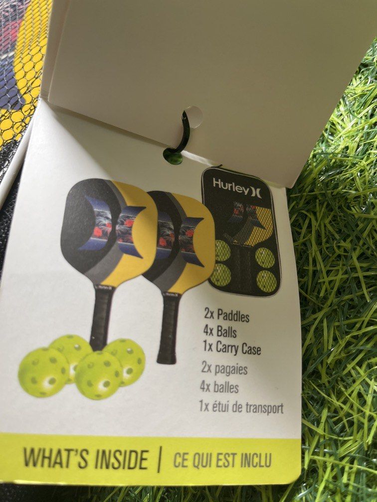 Hurley pickle ball set from U.S (Category: Other Sports Equipment and Supplies) located in Manila. Submitted by ty_imported_goods (Listing ID 1467187922, Image 3). Description: Original from U.S ₱2,200 for set 2xpaddle 4x balls 1x carry case.