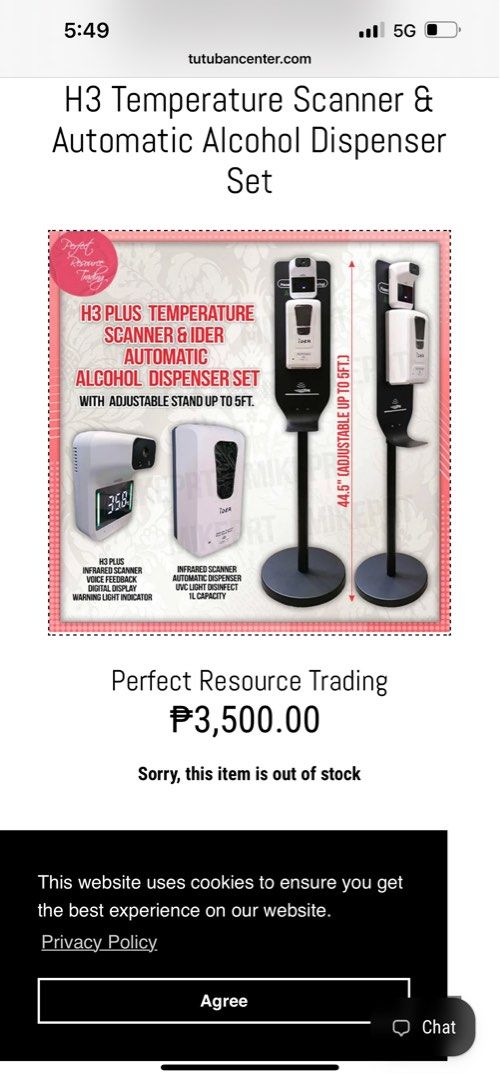 IDER H3 PLUS TEMPERATURE SCANNER & IDER AUTOMATIC ALCOHOL DISPENSER SET WITH ADJUSTABLE STAND UP TO 5FT. (Category: Health Monitors & Weighing Scales) located in Manila. Submitted by goldenfire_0b8118 (Listing ID 1467347485, Image 1). Description: Brandnew all gods.