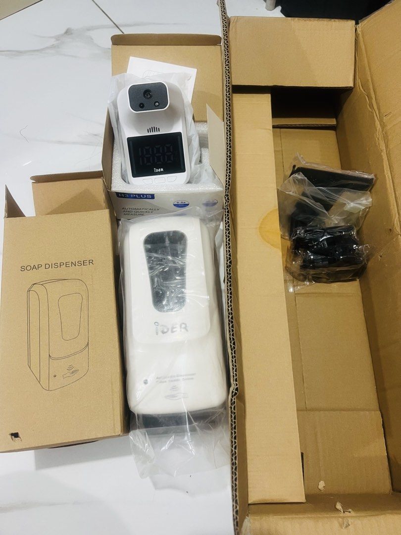 IDER H3 PLUS TEMPERATURE SCANNER & IDER AUTOMATIC ALCOHOL DISPENSER SET WITH ADJUSTABLE STAND UP TO 5FT. (Category: Health Monitors & Weighing Scales) located in Manila. Submitted by goldenfire_0b8118 (Listing ID 1467347485, Image 3). Description: Brandnew all gods.