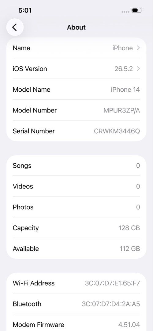 iPhone 14 Starlight 128GB (Category: iPhone 14 Series) located in Manila. Submitted by mj4yyz (Listing ID 1467330545, Image 2). Description: 86% Batt Health ZP/A Local Variant Any Sim No History of Repair No Issue Unli Check and Reset Manila Area.