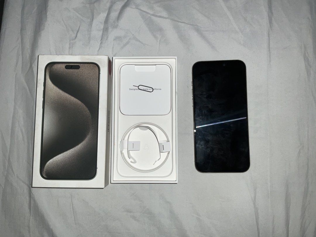 Iphone 15 Pro Max 256 GB (Category: iPhone 15 Series) located in Quezon City. Submitted by dcops (Listing ID 1467196293, Image 3). Description: Iphone 15 Pro Max 256 GB - Natural titanium - RFS: Planning to upgrade - 89% Battery Health - With box and original papers (type c cable not included) - No sim restriction - Phone is in pristine condition (no dents, scratches) - Meetups for sure buyer.