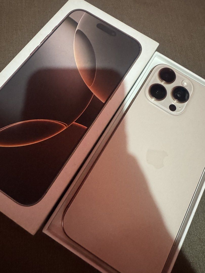 iPhone 16 pro max (Category: iPhone 16 Series) located in Manila. Submitted by raychael19 (Listing ID 1467200707, Image 1). Description: - Model: iPhone 16 Pro Max - Storage: 256GB - Color: Desert Titanium - Battery Health: 100% (Cycle Count: 3) - Condition: Like new, pristine condition with original box - First Use: November 2024 - Meetup Location: Mandaluyong City Hall (Maysilo, Mandaluyong City).