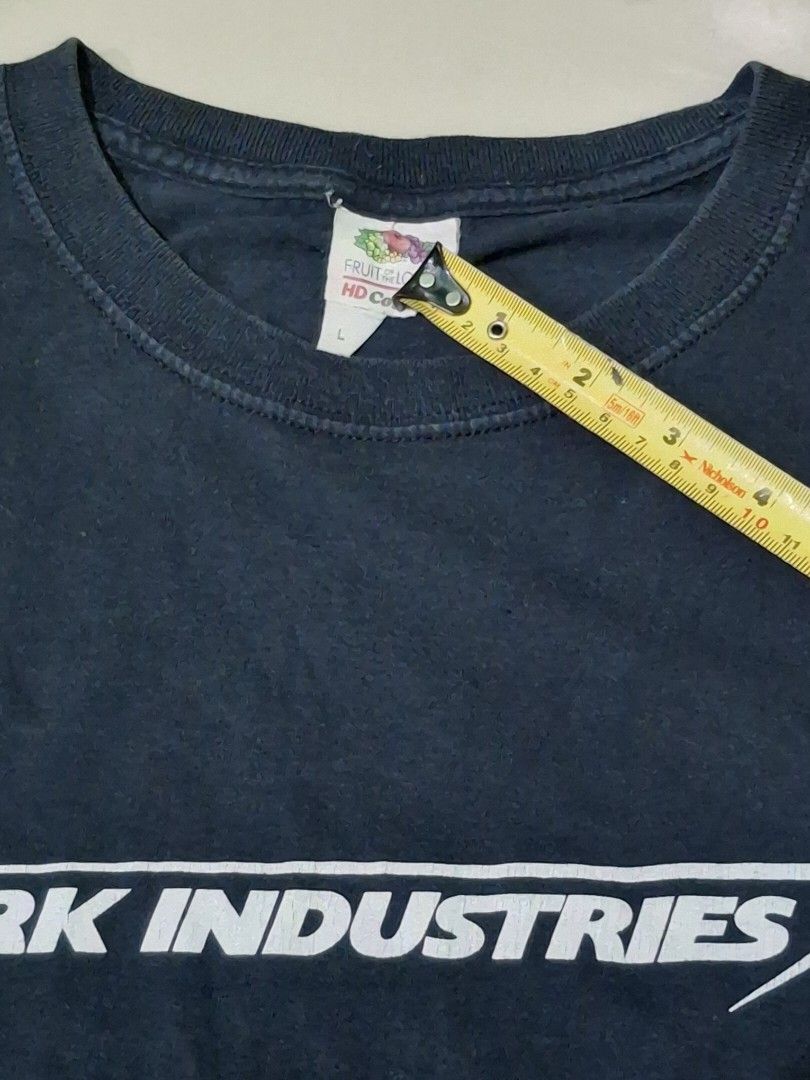 Ironman Stark Industries (Category: Tshirts & Polo Shirts ) located in Manila. Submitted by darth3pter (Listing ID 1461741475, Image 2). Description: Actual dimes: 21x28 Lrg Tag: FOTL HD Cotton Issue: crack prints Condition Good.