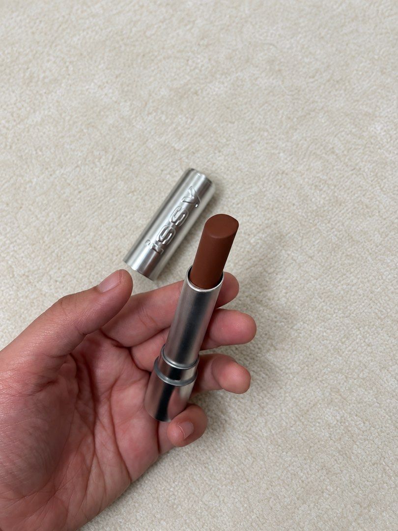 ISSY True Velvet Lip Bullet (Shade: Pose) (Category: Makeup) located in Cagayan de Oro. Submitted by simplydecluttering_makeup (Listing ID 1467349042, Image 1). Description: Used once only. Bought recently. Selling because I don’t use it. - Brand: Issy - Item: True Velvet Lip Bullet - Shade: Pose (Warm brown nude) - Finish: Smooth velvet matte - Packaging: Silver metallic casing with embossed branding.