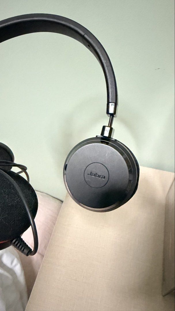 Jabra On-Ear Wired Headset with Boom Microphone (Category: Headphones & Headsets) located in Cebu City. Submitted by eynjlin (Listing ID 1467237235, Image 2). Description: - Brand: Jabra - Color: Black - Condition: Clean and fully working - Features: Adjustable boom mic, comfortable on-ear foam cushions, durable plastic headband - Connectivity: Attached USB or audio cable - Best for: Work calls, online meetings, and gaming.