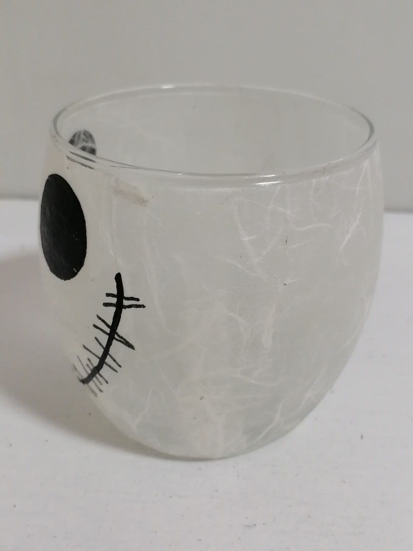 Jack Skellington Decorated Glass (Category: Character Goods) located in San Mateo. Submitted by arrowscrap_delight (Listing ID 1467292860, Image 2). Description: Jack Skellington Decorated Glass Verygood Condition UK Surplus Height : Approx 8cm Diameter : Approx 8cm Minor Issue : Small Peel Off on Decorative Sticker, please see last 2 photos 80 + SF.