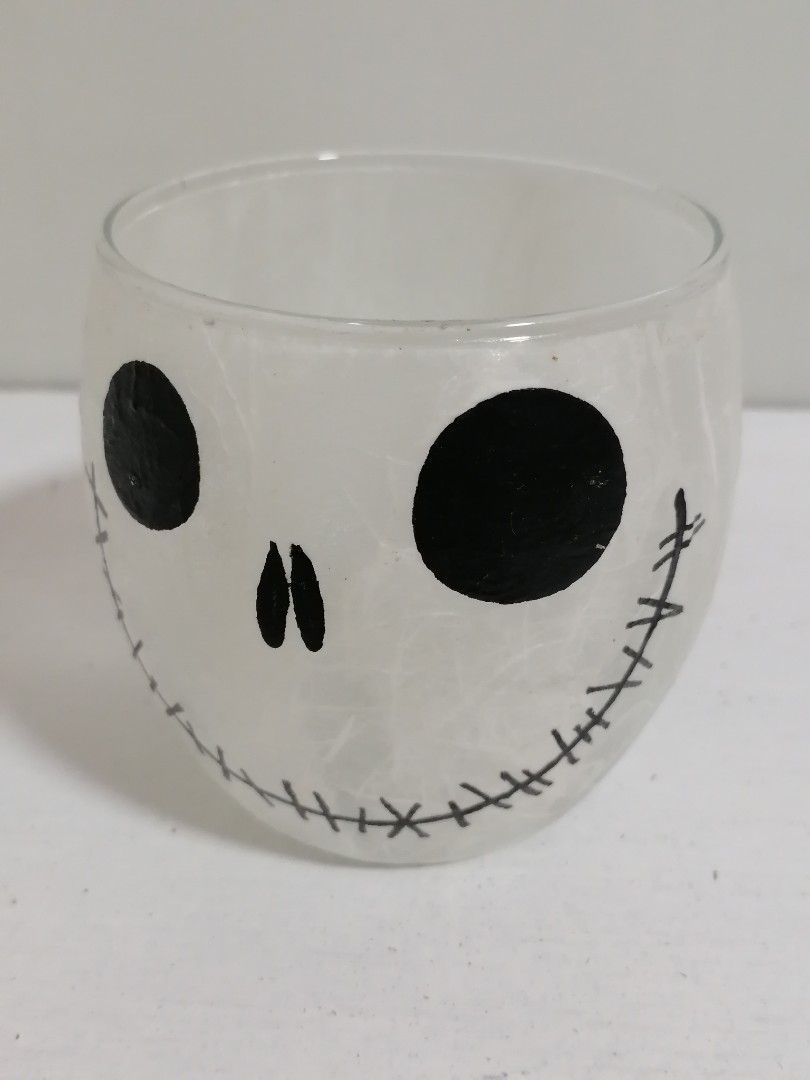 Jack Skellington Decorated Glass (Category: Character Goods) located in San Mateo. Submitted by arrowscrap_delight (Listing ID 1467292860, Image 1). Description: Jack Skellington Decorated Glass Verygood Condition UK Surplus Height : Approx 8cm Diameter : Approx 8cm Minor Issue : Small Peel Off on Decorative Sticker, please see last 2 photos 80 + SF.