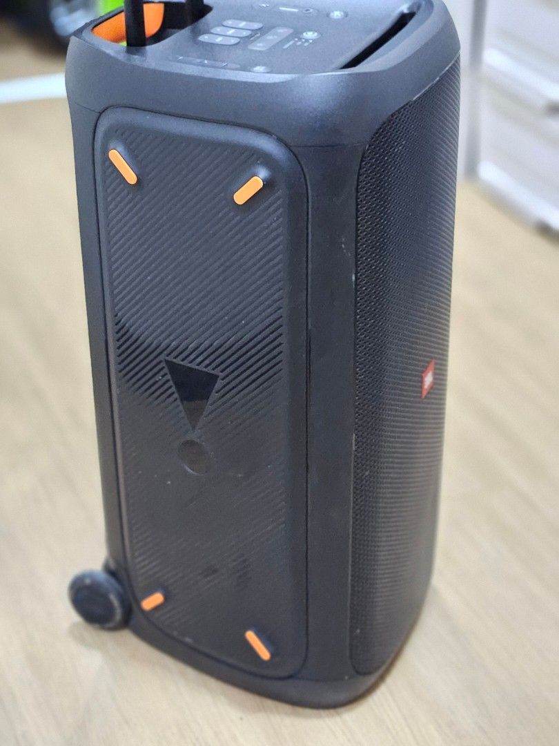JBL PartyBox 310 Portable Party Speaker (Category: Soundbars, Speakers & Amplifiers) located in Las Pinas. Submitted by jcprillo0508 (Listing ID 1467260698, Image 3). Description: JBL PartyBox 310 Bluetooth speaker. Massive sound, built-in light shows, and deep bass boost function. Retractable handle and smoot wheels make rolling it around super easy. Top control panel has guitar and mic inputs plus sound effects. Rear port has protective rubber 