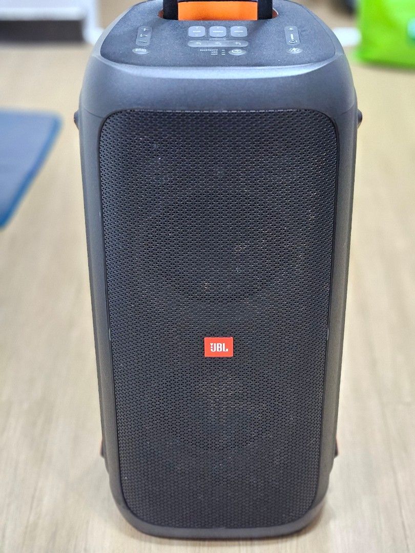 JBL PartyBox 310 Portable Party Speaker (Category: Soundbars, Speakers & Amplifiers) located in Las Pinas. Submitted by jcprillo0508 (Listing ID 1467260698, Image 1). Description: JBL PartyBox 310 Bluetooth speaker. Massive sound, built-in light shows, and deep bass boost function. Retractable handle and smoot wheels make rolling it around super easy. Top control panel has guitar and mic inputs plus sound effects. Rear port has protective rubber 