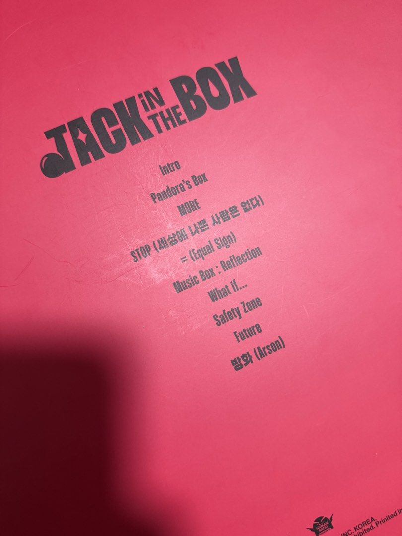 J-Hope Jack In The Box LP Vinyl Record Signed (Category: Vinyls) located in Makati City. Submitted by wellastewart (Listing ID 1467331287, Image 2). Description: - Item: J-Hope 'Jack In The Box' Album (Red Vinyl Edition) - Authenticity: Hand-signed by J-Hope himself - Proof: Video of the signing process available upon request - Condition: Carefully shelf-stored with minor surface scratches on the box cover. I got this from a different seller so t