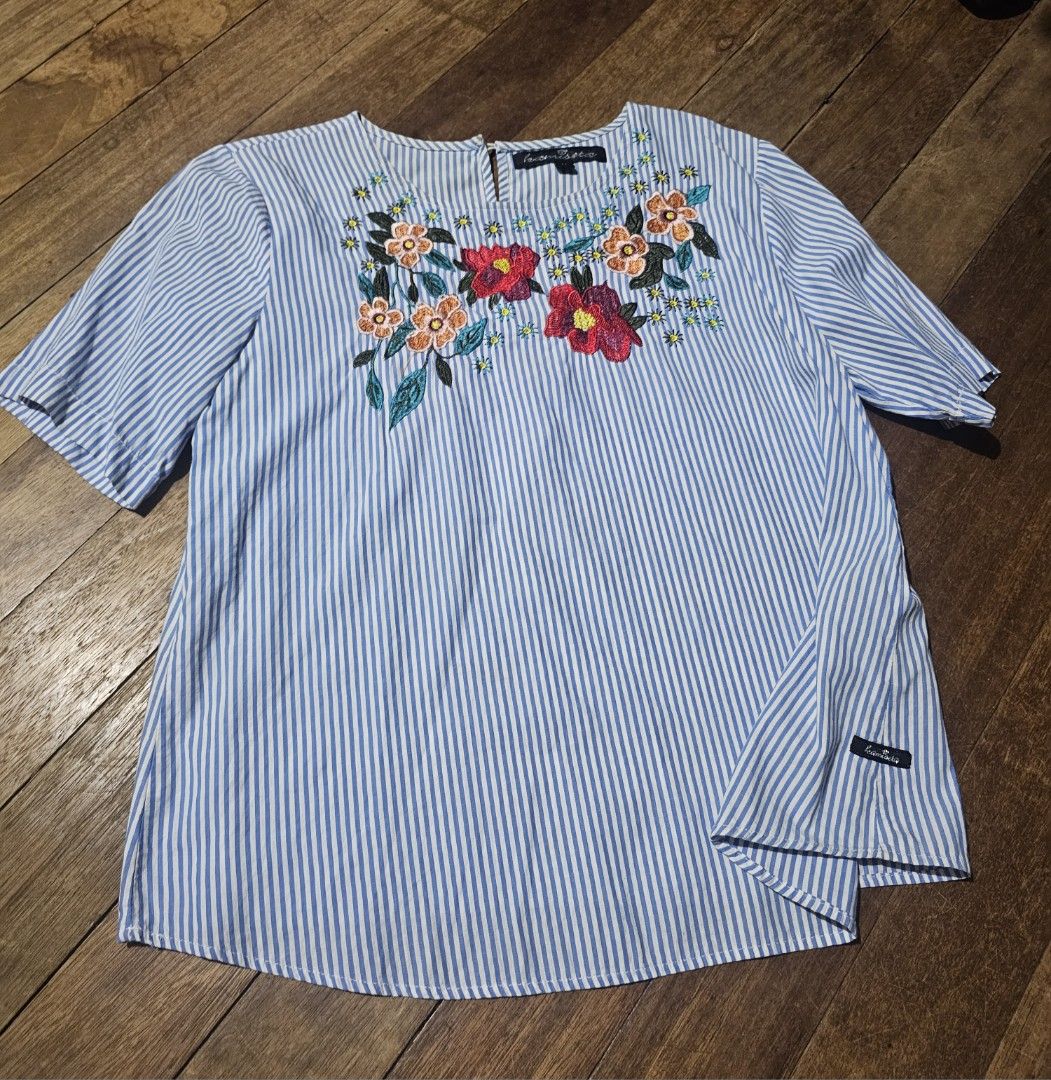 Kamiseta striped embroidered top blouse (Category: Blouses) located in Manila. Submitted by onlinesmartshopping12 (Listing ID 1467320810, Image 2). Description: no issue.